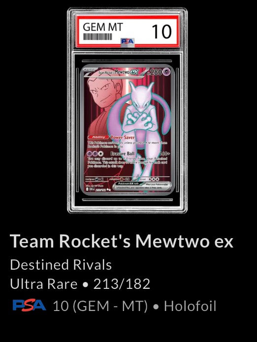 Pokemon Team Rocket's Mewtwo EX 213/182 : Destined Rivals Ultra Rare - PSA 10