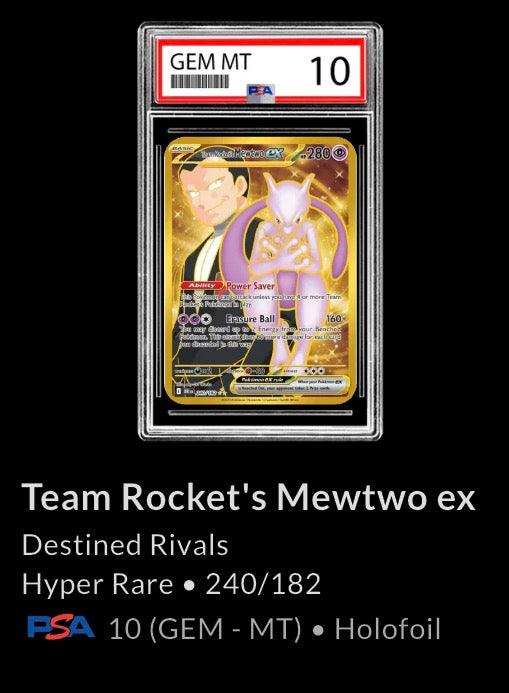 Pokemon Team Rocket's Mewtwo EX 240/182 : Destined Rivals Hyper Rare - PSA 10
