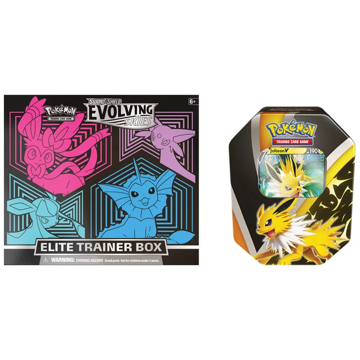 Pokemon Evolving Skies 2-Pack Elite Trainer Box & Jolteon Tin
